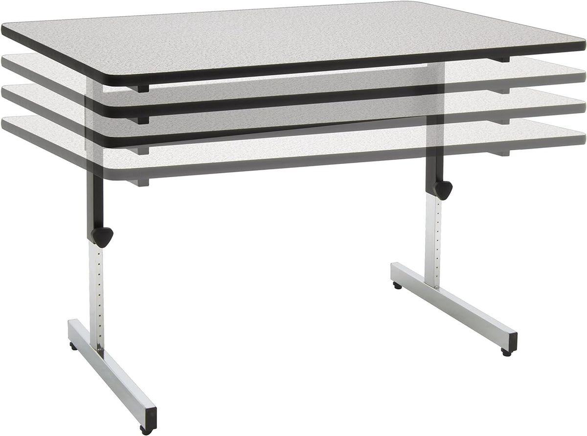 Height Adjustable Office Desk, 48 Inch, Black Frame, Grey Top S9904