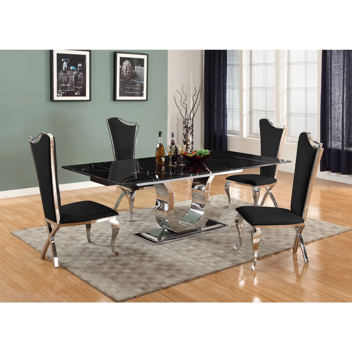 Contemporary Marble Top Extendable Dining Table U757603