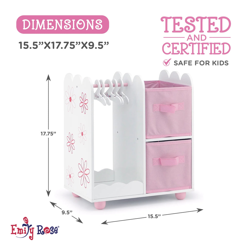 Pink Open Wardrobe Closet with 2 Storage Bins and 5 Clothes Hangers E316