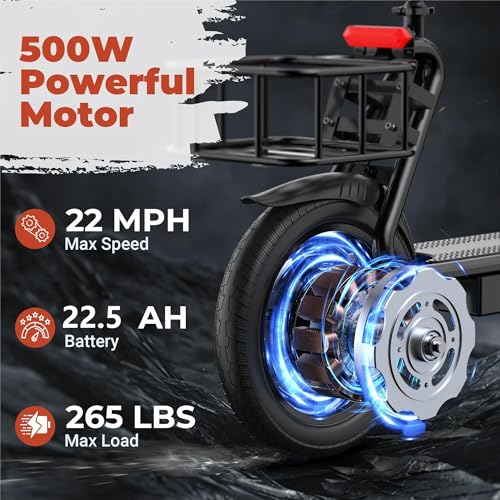 Electric Scooter with Seat, 500W Motor, 14'' Tires, Foldable E26123