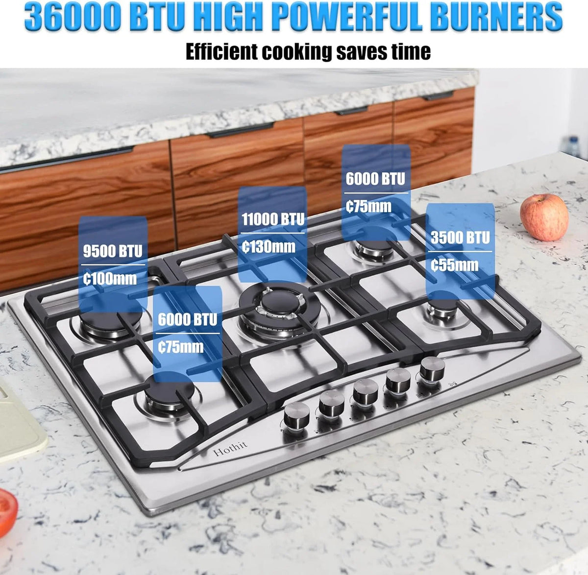 30" 5 Burner Built-in Stainless Steel Gas Cooktop C236
