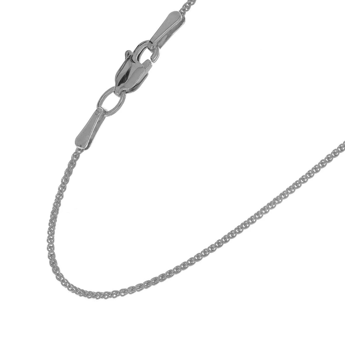 14k Solid White Gold Spiga Wheat Chain Necklace, 20 Inches Q228829