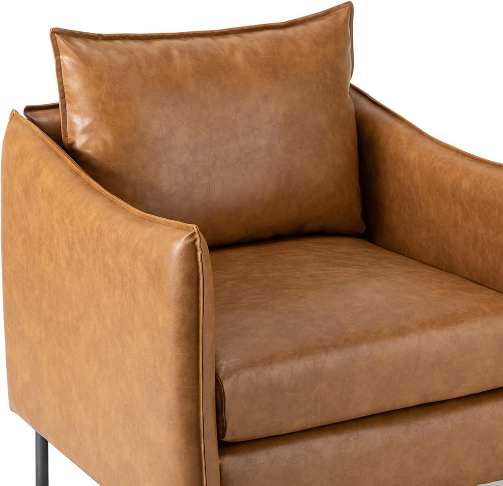 Camel Faux Leather Armchair with Moveable Cushion T61500