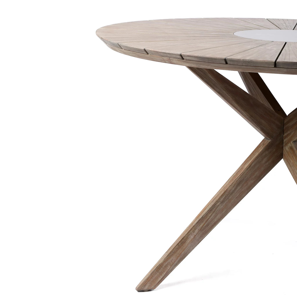 Eucalyptus Wood and Concrete Round Dining Table Z84328