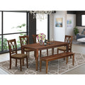 6 Pc Dining Set with Table Chairs and Bench Mahogany Finish E883679