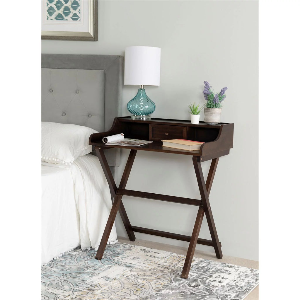 Wood Folding Desk in Antique Walnut Brown A19649