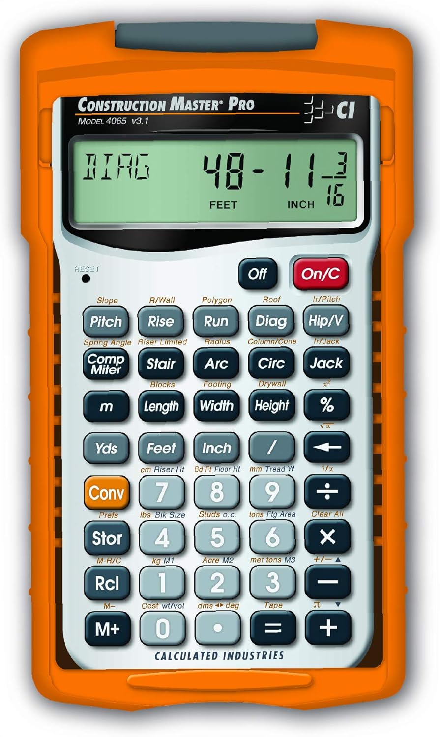 Construction Master Pro Advanced Construction Math Feet-Inch-Fraction Calculator Y2837
