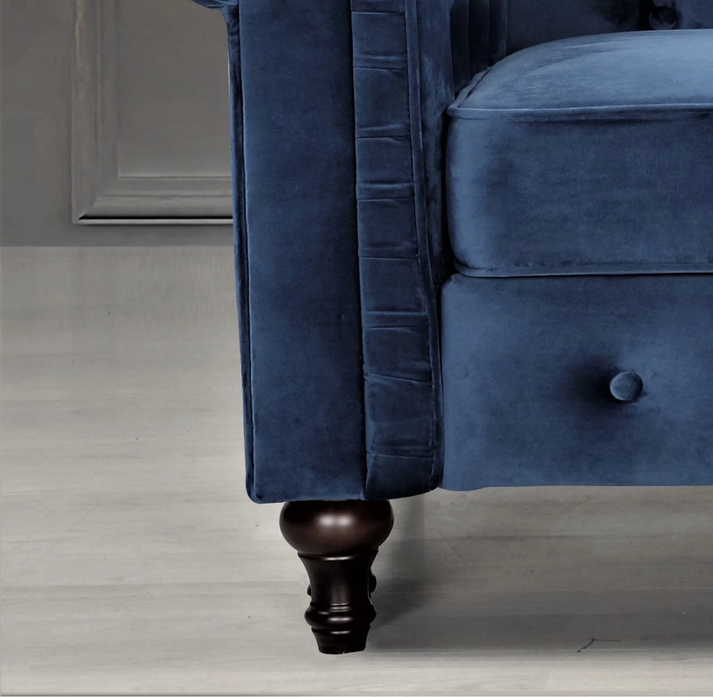 Blue Velvet Rolled Arm Chesterfield Loveseat U21735