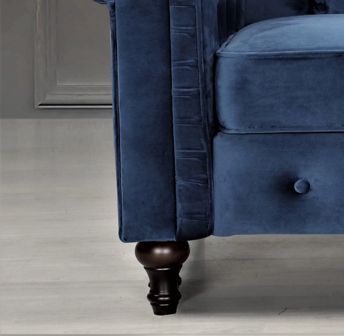 Blue Velvet Rolled Arm Chesterfield Loveseat U21735