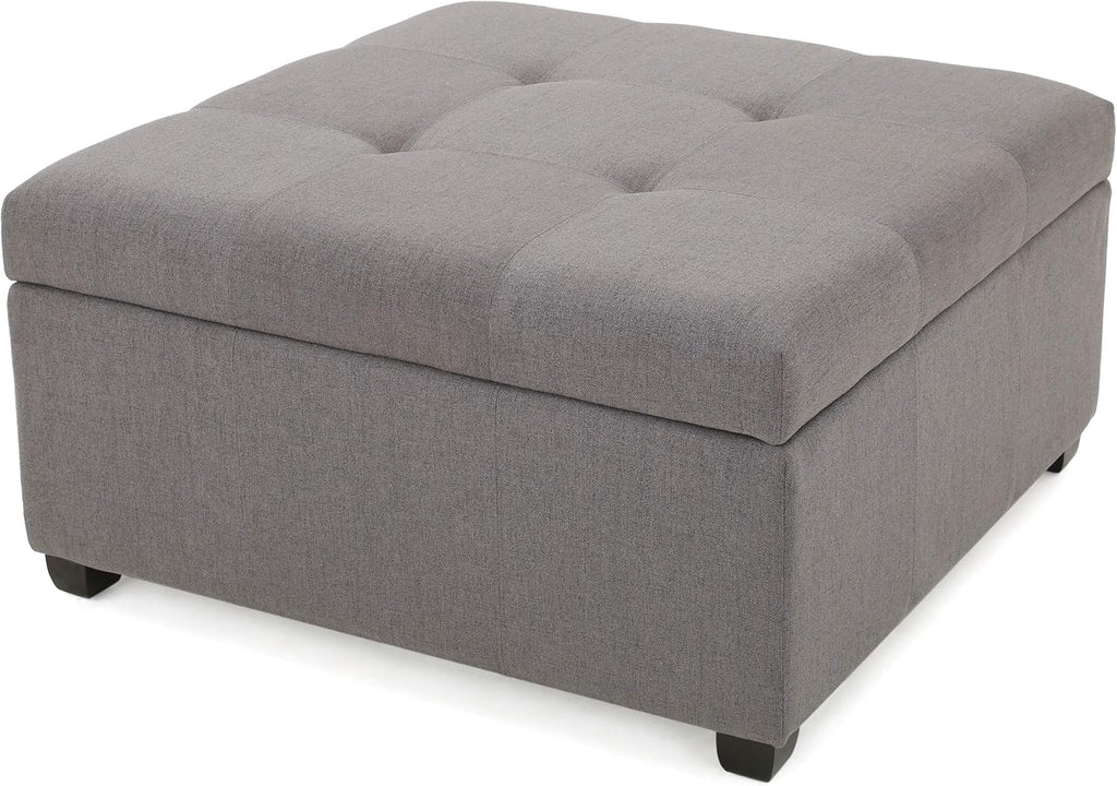 Dark Grey Fabric Storage Ottoman B6108