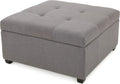 Dark Grey Fabric Storage Ottoman B6108