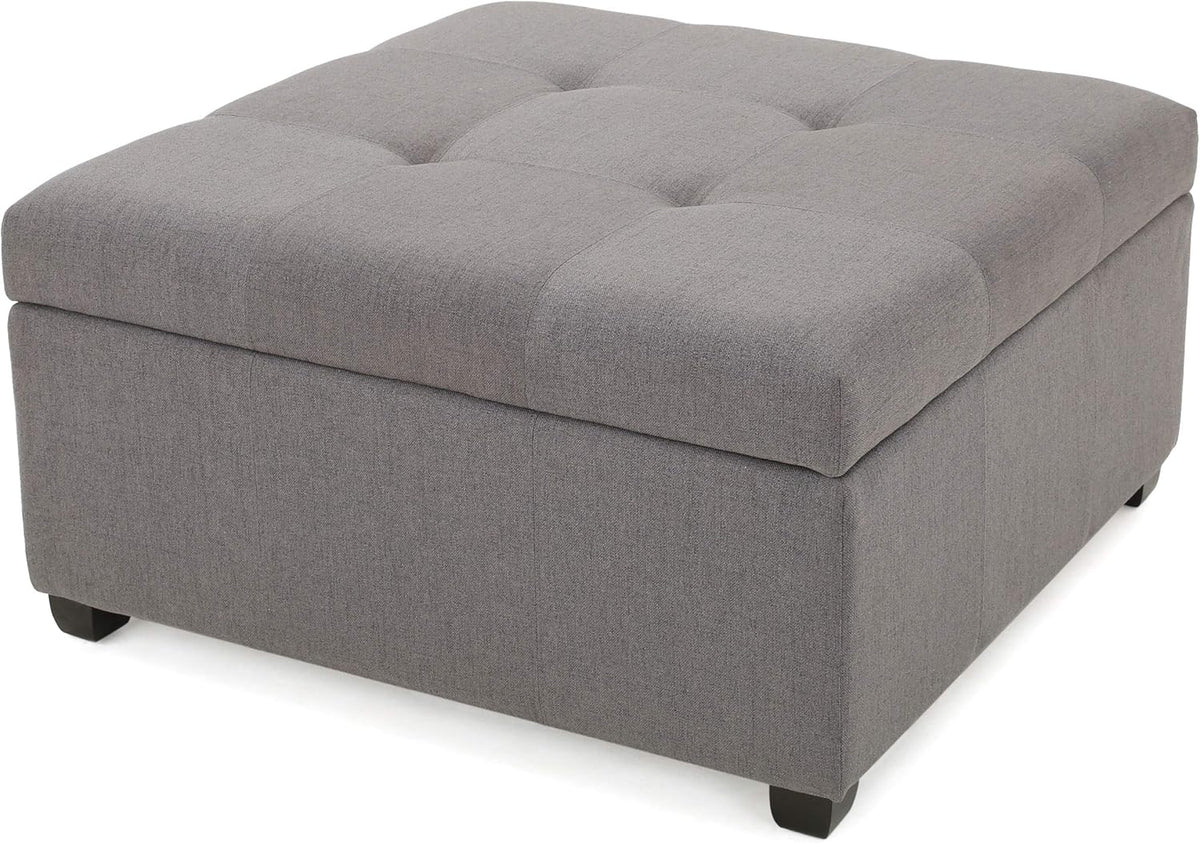 Dark Grey Fabric Storage Ottoman B6108