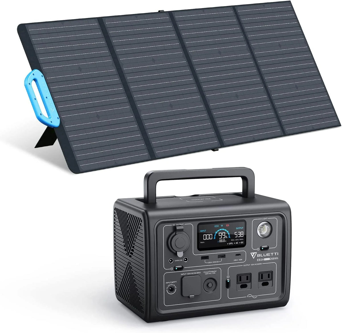 268Wh Portable Solar Generator with 120W Solar Panel H753