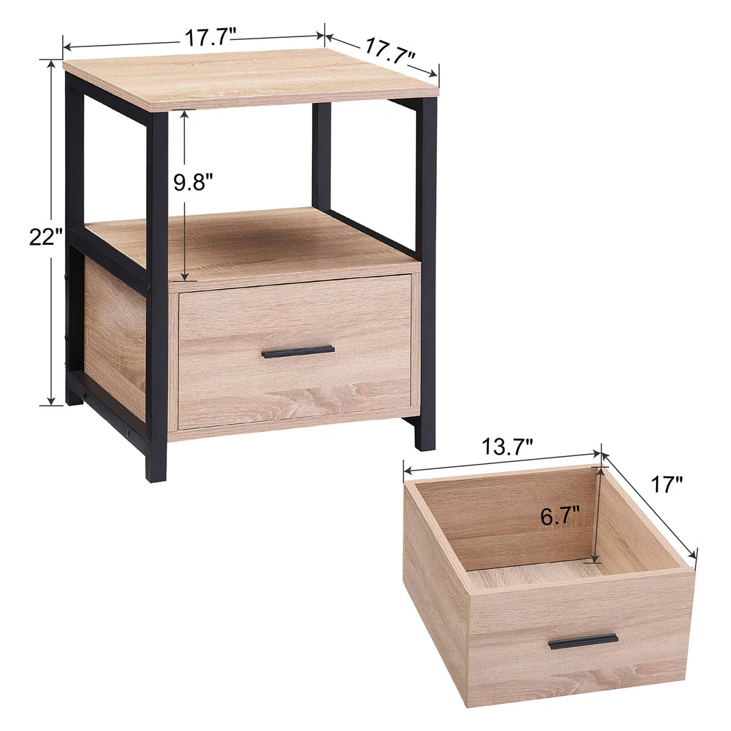 Full Size Platform Bed Frame and 2 Nightstands Set of 3 V4116