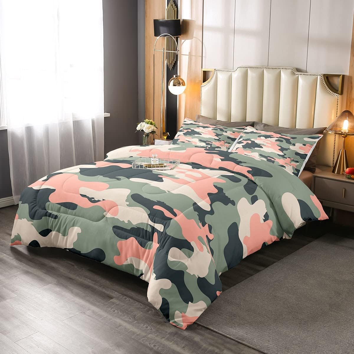 Purple Black Red Camouflage Comforter Set F3523