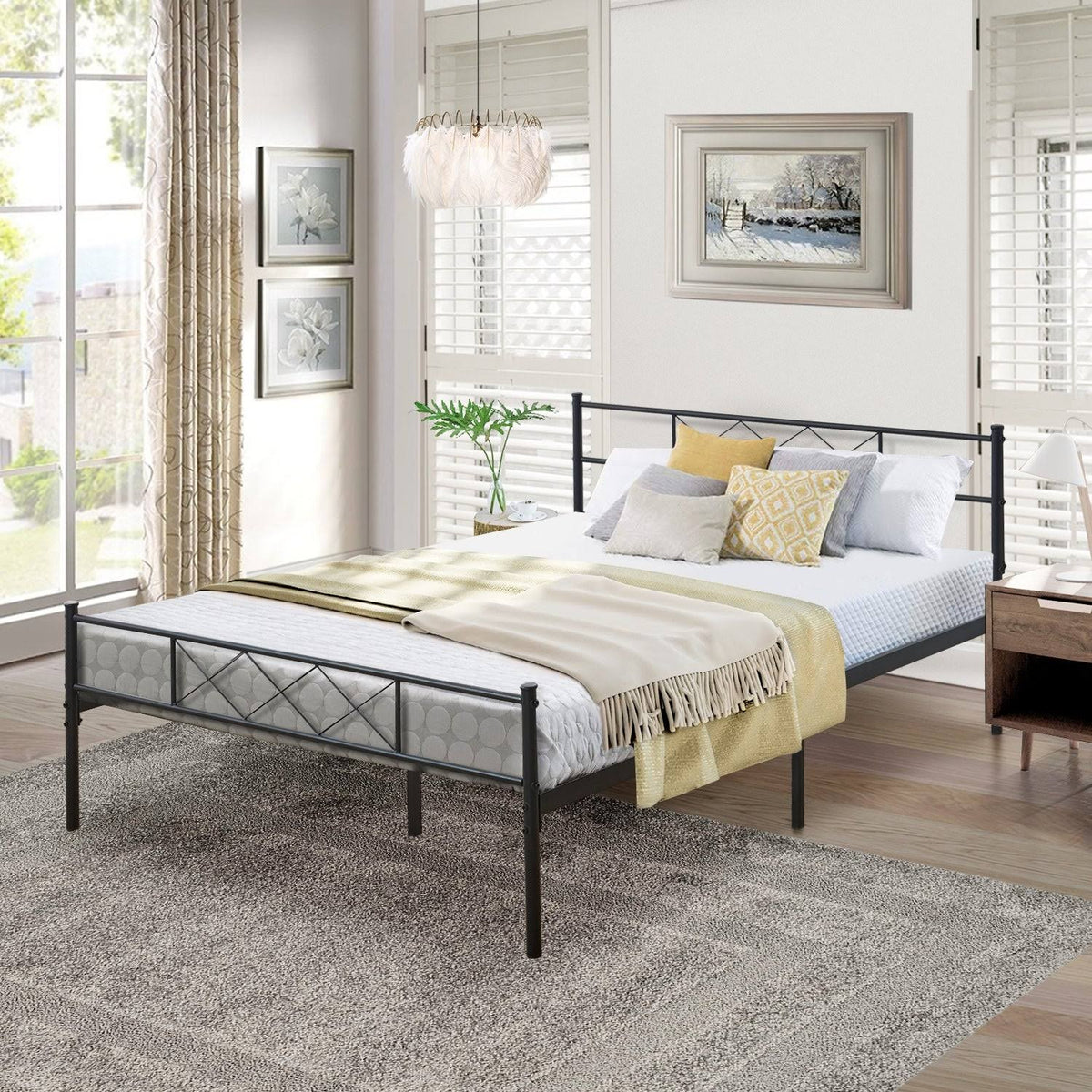 Black Metal Platform Bed V26728
