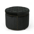 Black Velvet Tufted Ottoman M46730