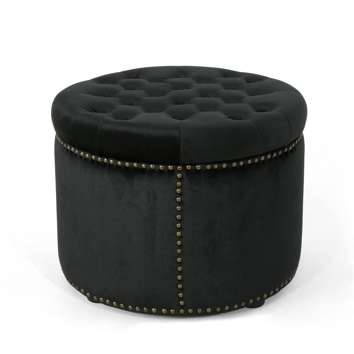 Black Velvet Tufted Ottoman M46730