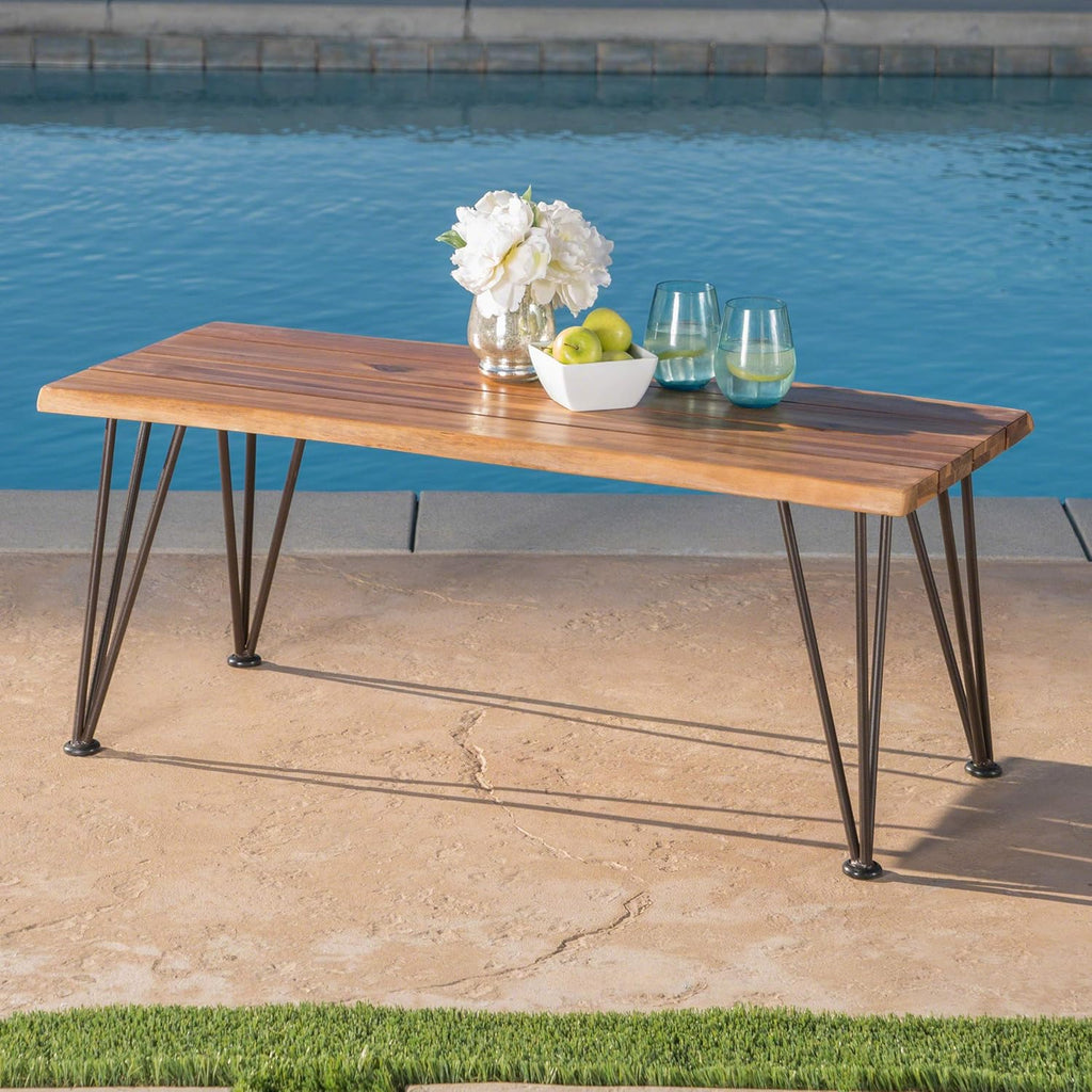Industrial Iron and Teak Finished Acacia Wood Coffee Table M431727