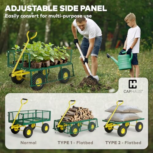 Metal Black Garden Cart with 10" Flat-Free Tires S781428