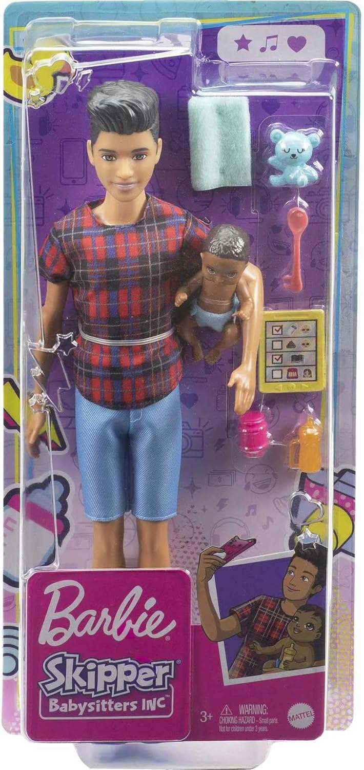 9-in Brunette Boy Doll, Baby Doll & 4 Storytelling Pieces Doll Set Y751
