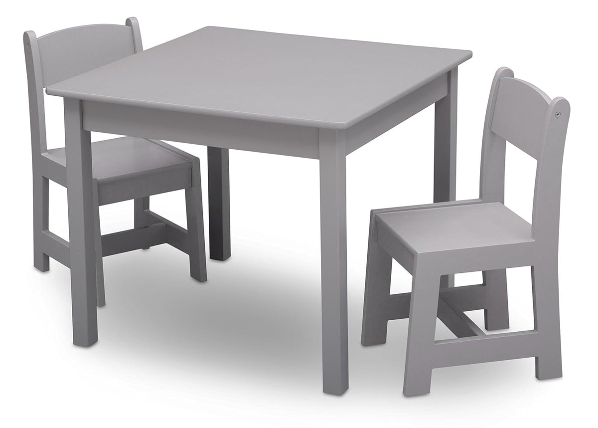 Kids Upholstered Chair with Cup Holder, Soft Grey & Kids Wood Table and Chair Set (2 Chairs Included) I43616