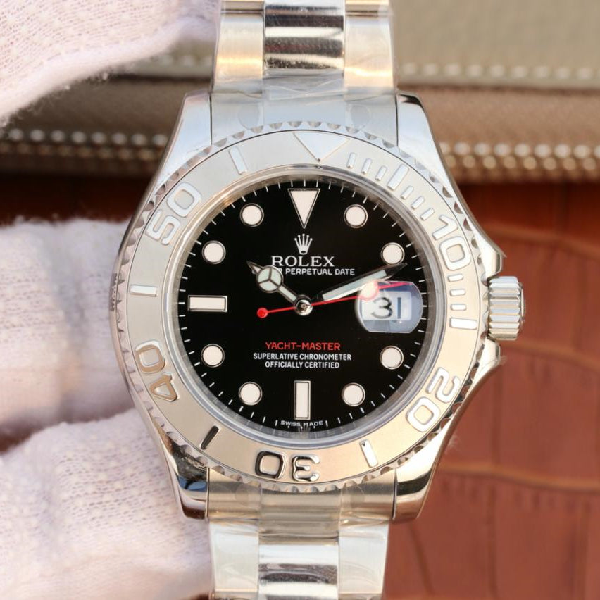 Pure Silver Black & White Dial Stainless Steel 40mm Y9754