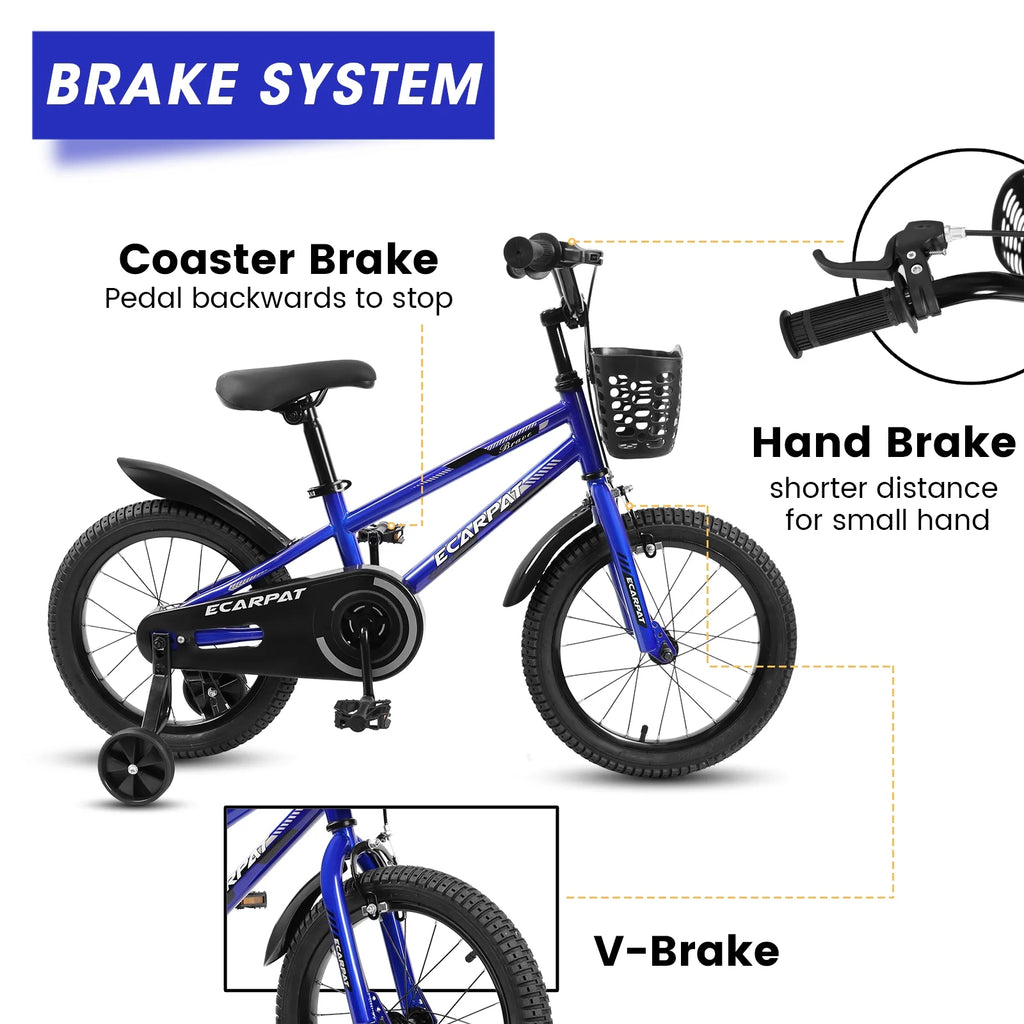 16 inch Kids Bike with Training Wheels, Basket and Fender V750
