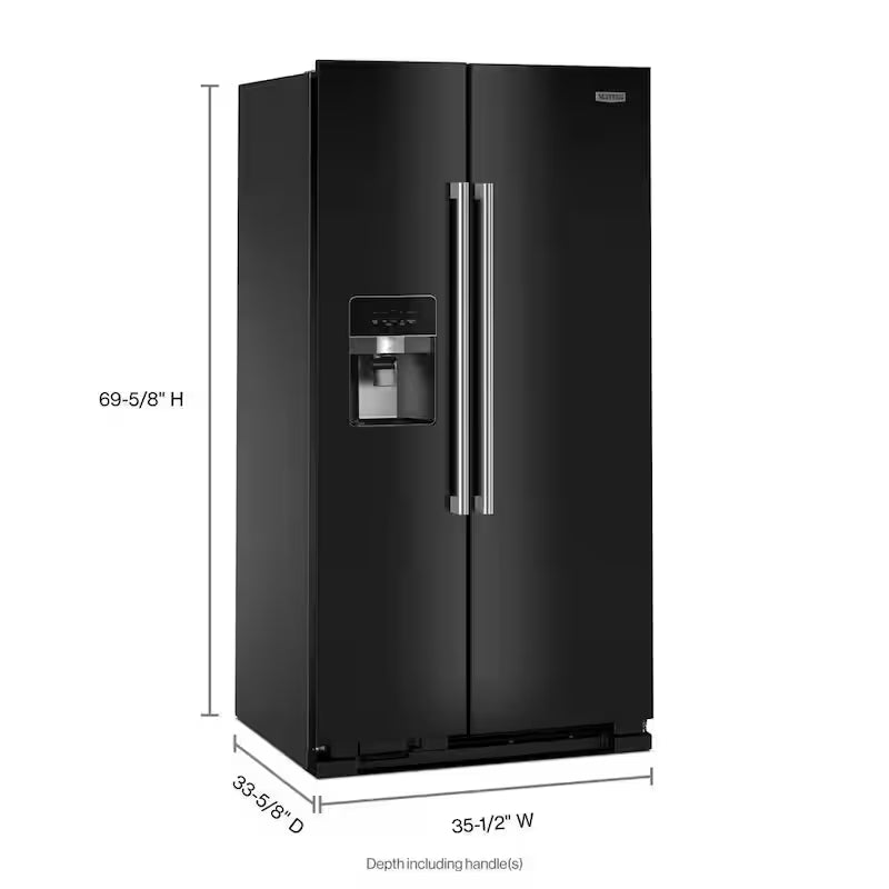 36 in. 25 cu. ft. Side-by-Side Refrigerator in Black B544