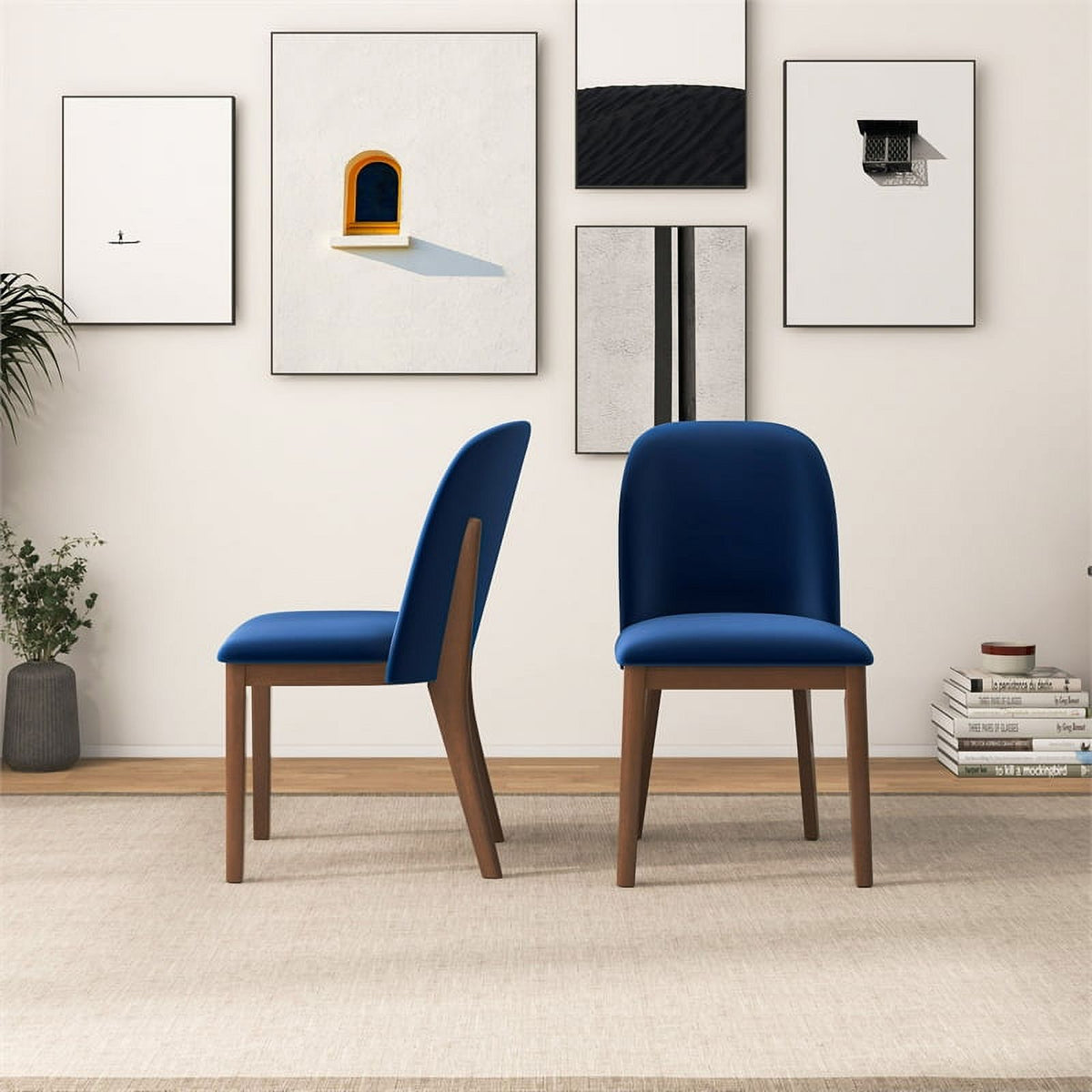 Velvet Dining Chair in Navy Blue (Set of 2) M9337