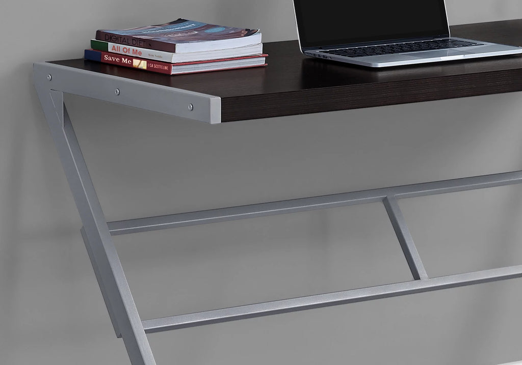 Computer Desk, 48"L, Brown Laminate, Grey Metal Z4298