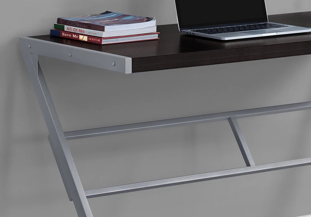 Computer Desk, 48"L, Brown Laminate, Grey Metal Z4298