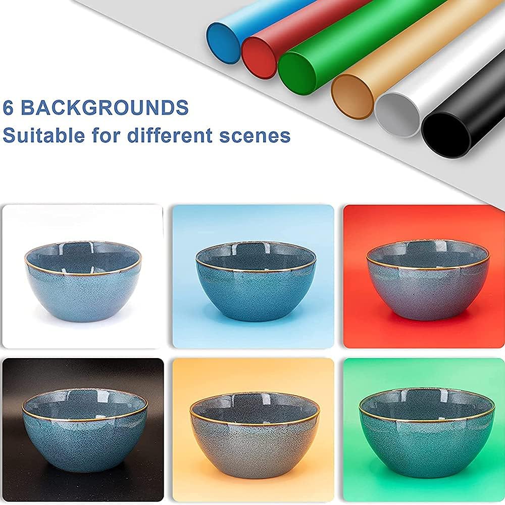 Portable Foldable 24 x 24 Inch Photo Studio Light Box Kit with LED Lights and 6 Color Backdrops F7043
