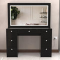 Modern Black Vanity Desk with LED Lights, 7 Drawers, Mirror X575654