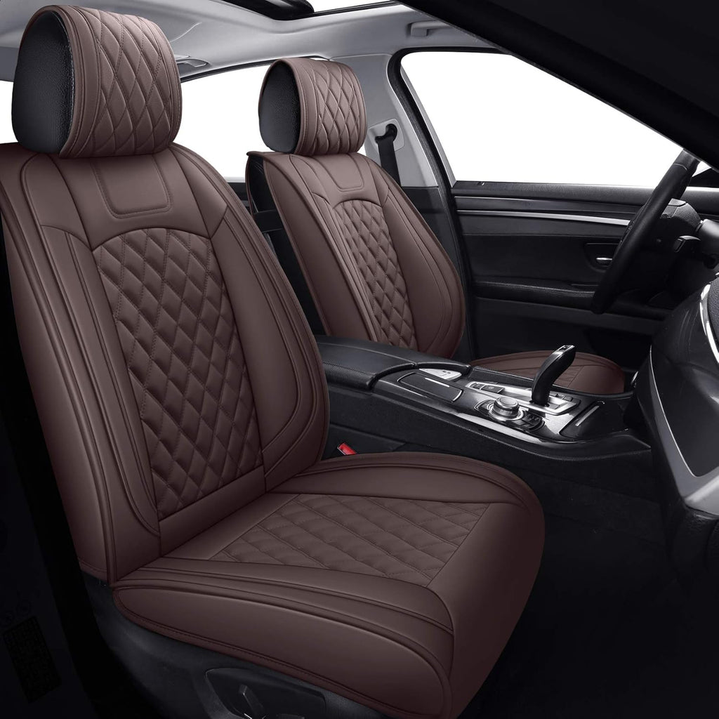 Waterproof Faux Leather Car Seat Covers Full Set Black-Red E180704