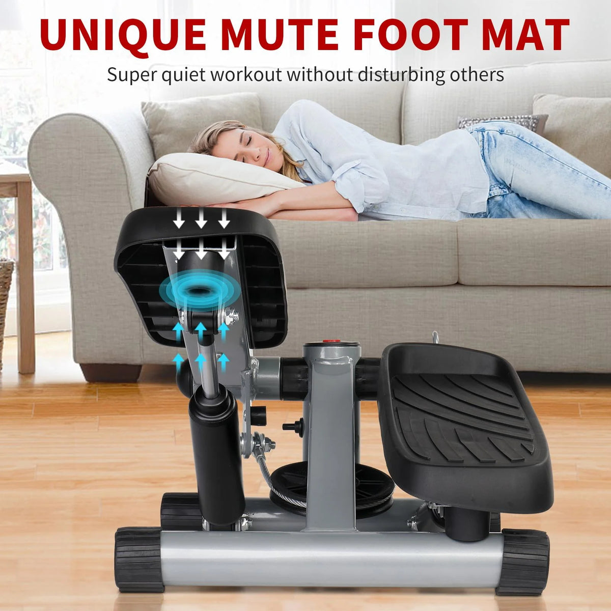 Mini Air Aerobic Stepper with LCD Display & Resistance Bands D213