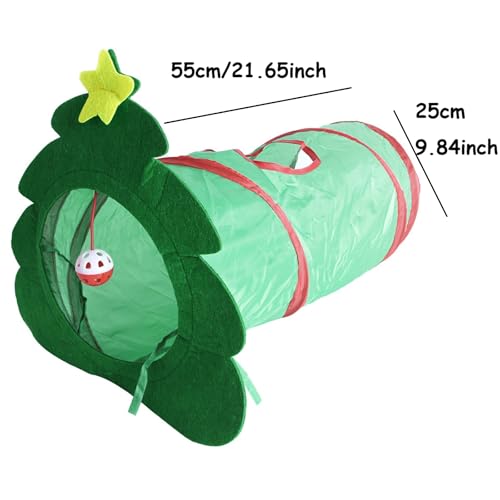 Collapsible Cat Play Tunnel with Festive Tree Shape B352881