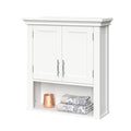 White Two Door Wall Cabinet with Open Shelf Z613
