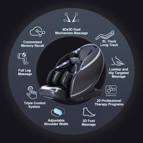Black 4D 3D Dual-Mechanism Zero Gravity Massage Chair J5589