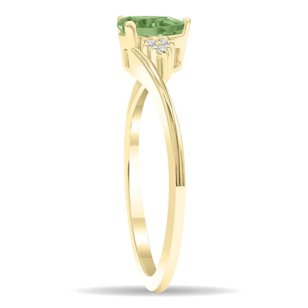 Green Amethyst and Diamond Ring in 10K Yellow Gold Z361