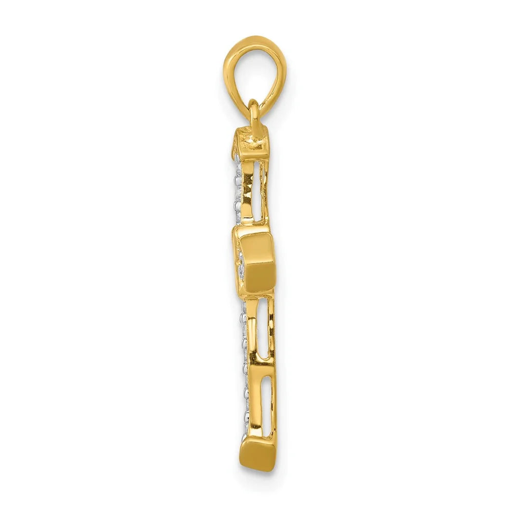 14K Yellow Gold Diamond Cross Pendant N14402