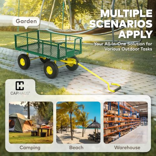 Metal Black Garden Cart with 10" Flat-Free Tires S781428