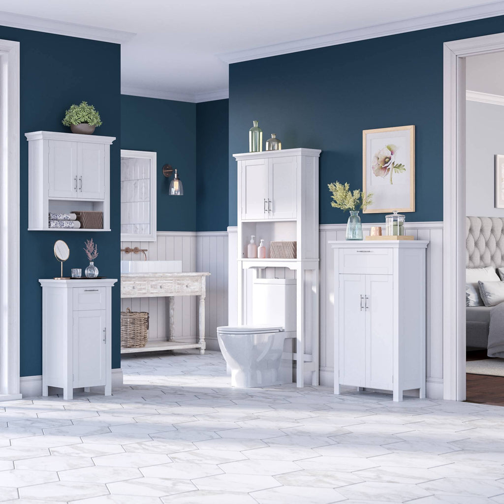 White Two Door Wall Cabinet with Open Shelf Z613