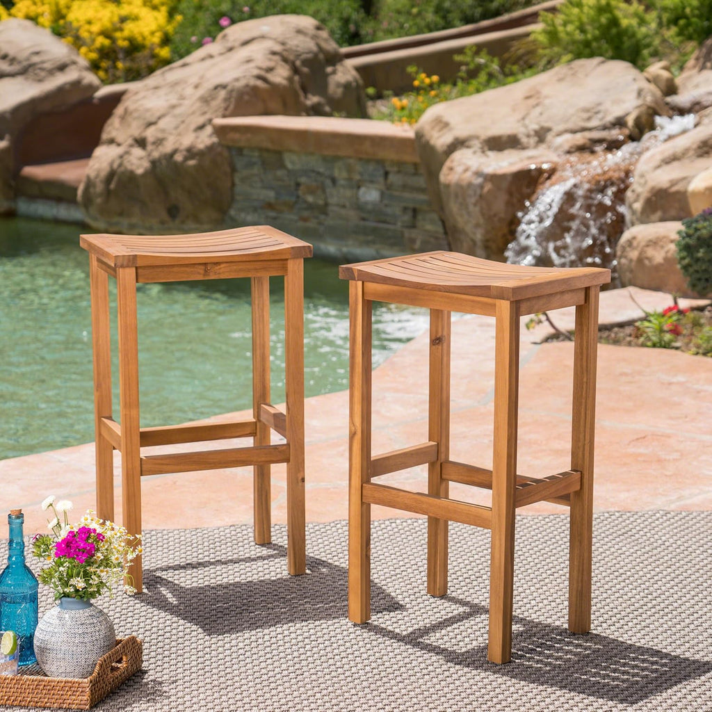 2-Pcs Set Acacia Wood Barstools B874