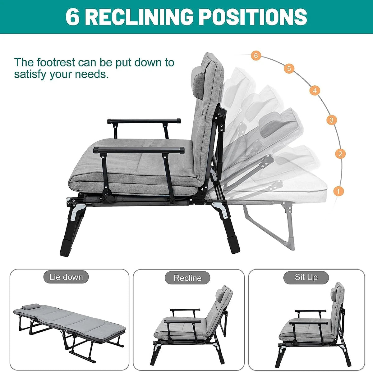 3 in 1 Folding Camping Cot Bed with Mattress & Pillow F5920