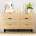 6 Drawer Natural Rattan Wood Dresser C731522