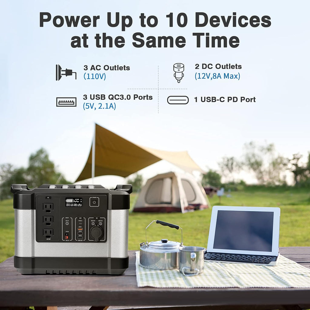 350000mAh 1000W 1120Wh Solar Power Generator with 3 AC Outlets, 3 USB Ports, LED Display X316
