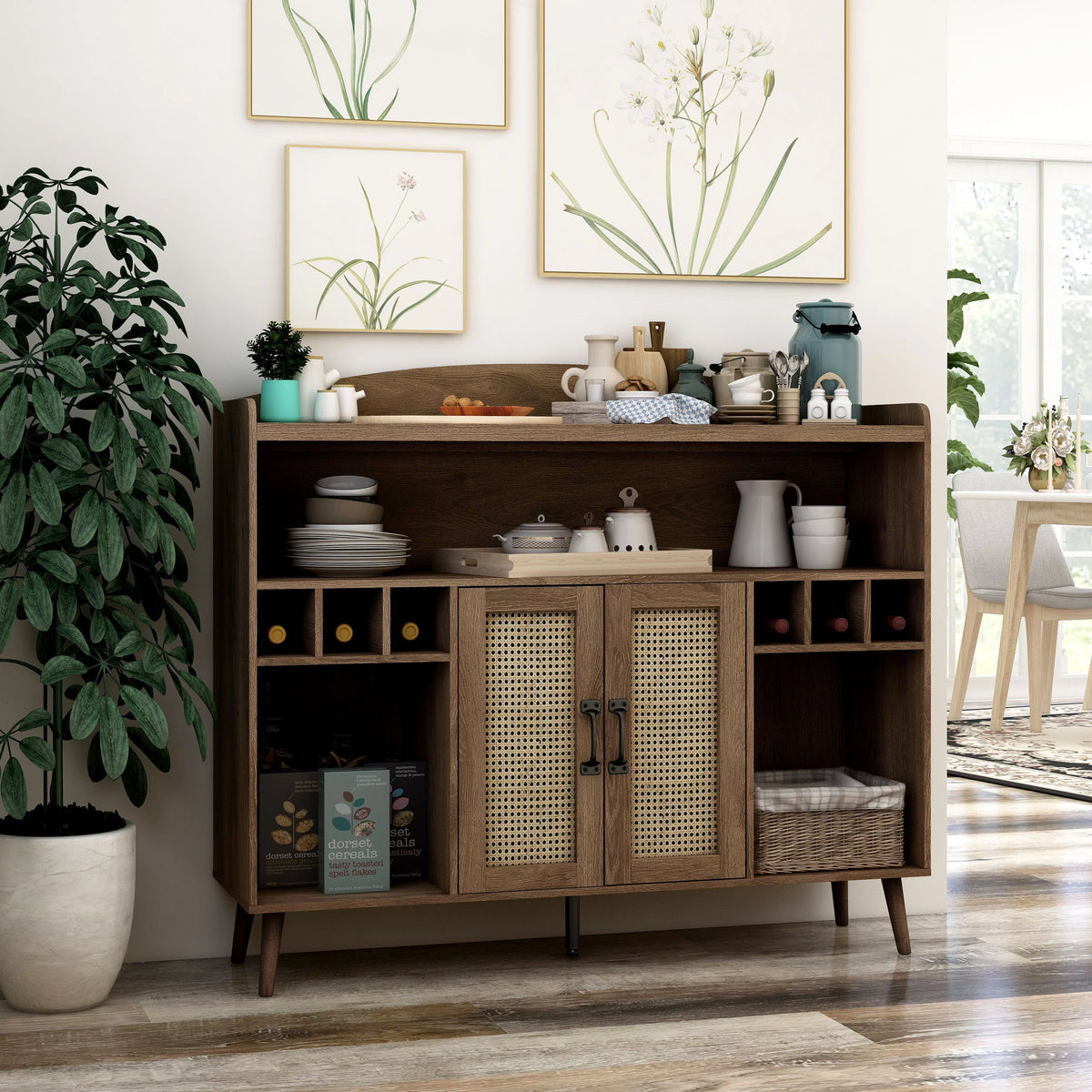 Distressed Walnut Buffet T883