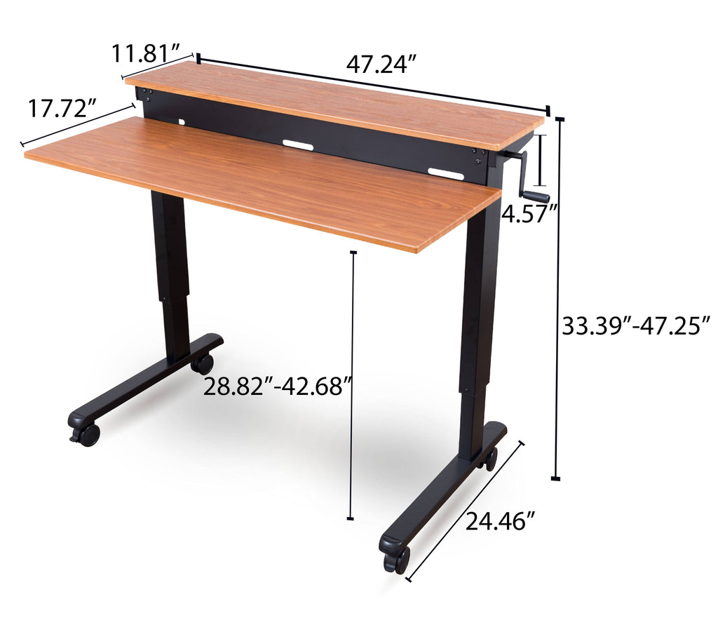 48-inch Crank Adjustable Height Stand Up Desk with Steel Frame B730