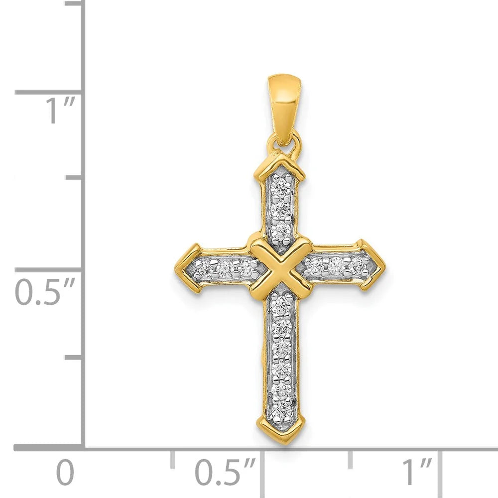 14K Yellow Gold Diamond Cross Pendant N14402